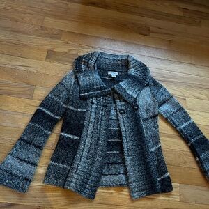 Cambridge Dry Goods Women's Striped Cardigan in Gray and Black